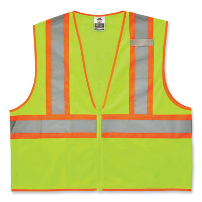 Glowear 8229Z Class 2 Economy Two-Tone Zipper Vest, Polyester, 2X-Large/3X-Large, Lime