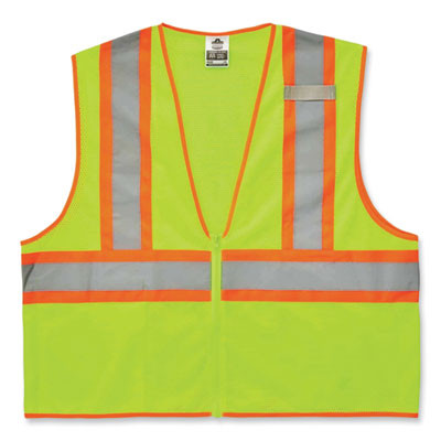 Glowear 8229Z Class 2 Economy Two-Tone Zipper Vest, Polyester, 4X-Large/5X-Large, Lime