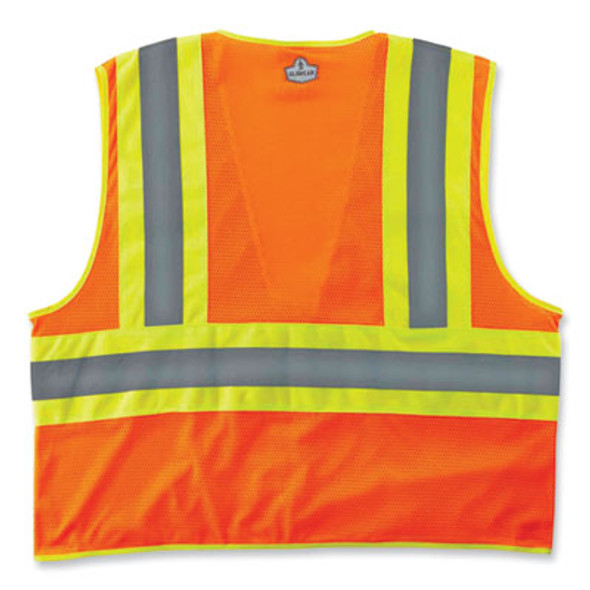 Glowear 8229Z Class 2 Economy Two-Tone Zipper Vest, Polyester, X-Small, Orange