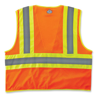 Glowear 8229Z Class 2 Economy Two-Tone Zipper Vest, Polyester, Large/X-Large, Orange