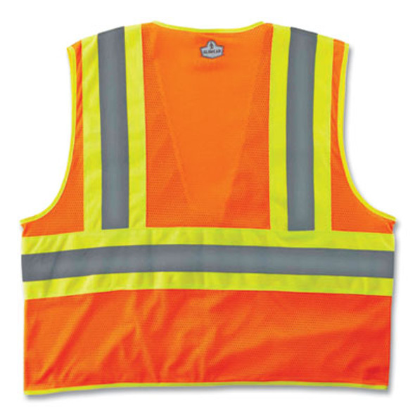 Glowear 8229Z Class 2 Economy Two-Tone Zipper Vest, Polyester, 2X-Large/3X-Large, Orange
