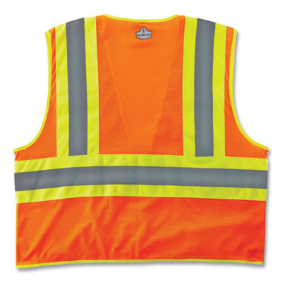 Glowear 8229Z Class 2 Economy Two-Tone Zipper Vest, Polyester, 2X-Large/3X-Large, Orange
