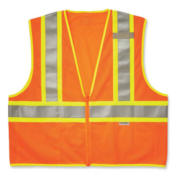 Glowear 8230Z Class 2 Two-Tone Mesh Zipper Vest, Polyester, Large/X-Large, Orange