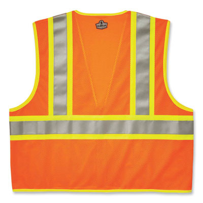 Glowear 8230Z Class 2 Two-Tone Mesh Zipper Vest, Polyester, 4X-Large/5X-Large, Orange