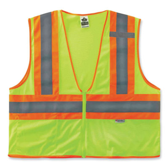 Glowear 8230Z Class 2 Two-Tone Mesh Zipper Vest, Polyester, Small/Medium, Lime
