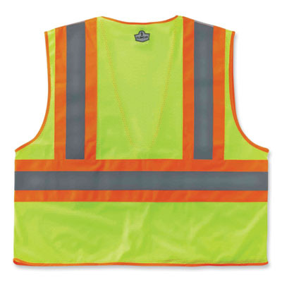 Glowear 8230Z Class 2 Two-Tone Mesh Zipper Vest, Polyester, Small/Medium, Lime
