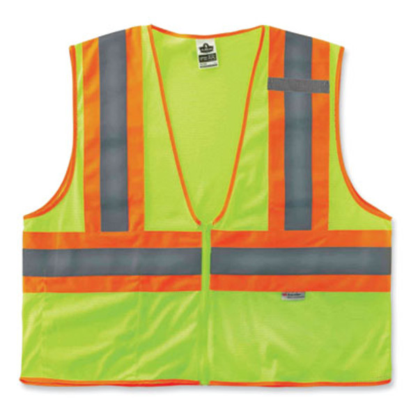 Glowear 8230Z Class 2 Two-Tone Mesh Zipper Vest, Polyester, Large/X-Large, Lime