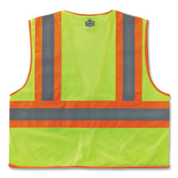 Glowear 8230Z Class 2 Two-Tone Mesh Zipper Vest, Polyester, 4X-Large/5X-Large, Lime