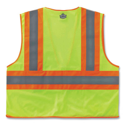 Glowear 8230Z Class 2 Two-Tone Mesh Zipper Vest, Polyester, 4X-Large/5X-Large, Lime