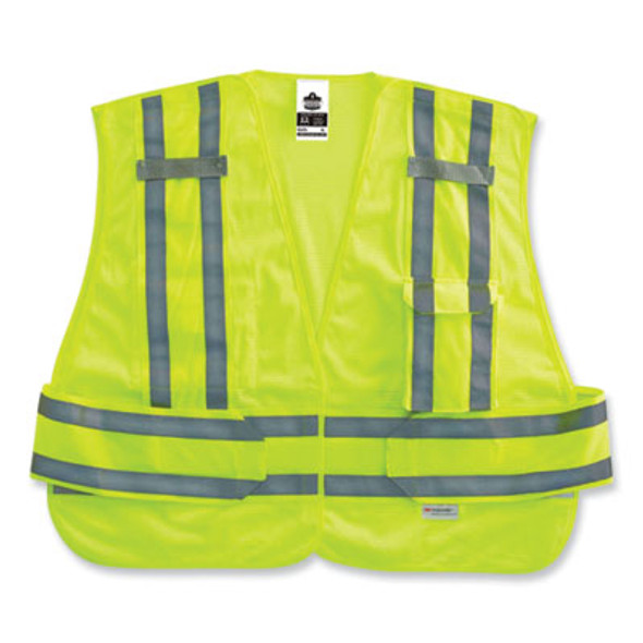 Glowear 8244Psv Class 2 Expandable Public Safety Hook And Loop Vest, Polyester, Medium/Large, Lime