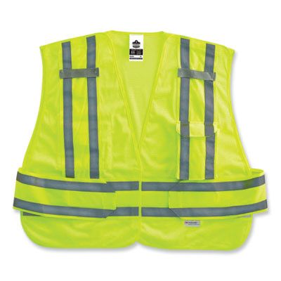 Glowear 8244Psv Class 2 Expandable Public Safety Hook And Loop Vest, Polyester, Medium/Large, Lime
