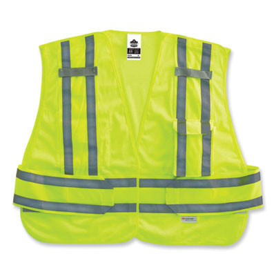 Glowear 8244Psv Class 2 Expandable Public Safety Hook And Loop Vest, Polyester, X-Large/2X-Large, Lime