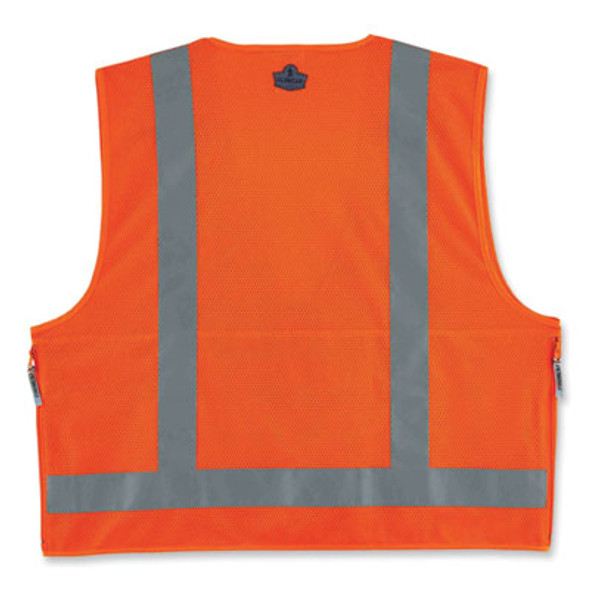 Glowear 8250Z Class 2 Surveyors Zipper Vest, Polyester, 2X-Large/3X-Large, Orange