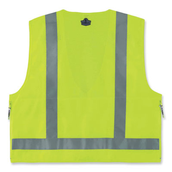 Glowear 8250Z Class 2 Surveyors Zipper Vest, Polyester, Large/X-Large, Lime