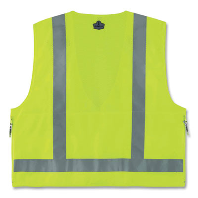 Glowear 8250Z Class 2 Surveyors Zipper Vest, Polyester, 2X-Large/3X-Large, Lime