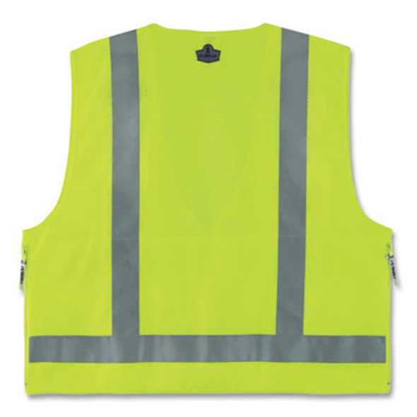 Glowear 8250Z Class 2 Surveyors Zipper Vest, Polyester, 4X-Large/5X-Large, Lime