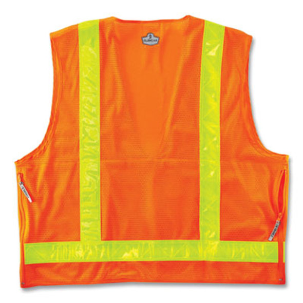 Glowear 8250Zhg Class 2 Hi-Gloss Surveyors Zipper Vest, Polyester, Small/Medium, Orange