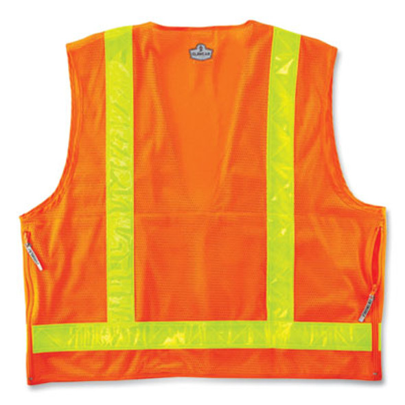 Glowear 8250Zhg Class 2 Hi-Gloss Surveyors Zipper Vest, Polyester, 2X-Large/3X-Large, Orange