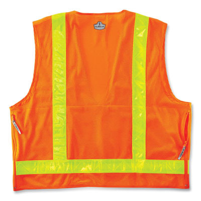 Glowear 8250Zhg Class 2 Hi-Gloss Surveyors Zipper Vest, Polyester, 2X-Large/3X-Large, Orange