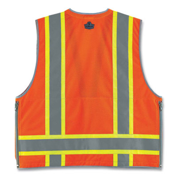 Glowear 8254Hdz Class 2 Heavy-Duty Surveyors Zipper Vest, Polyester, Large/X-Large, Orange
