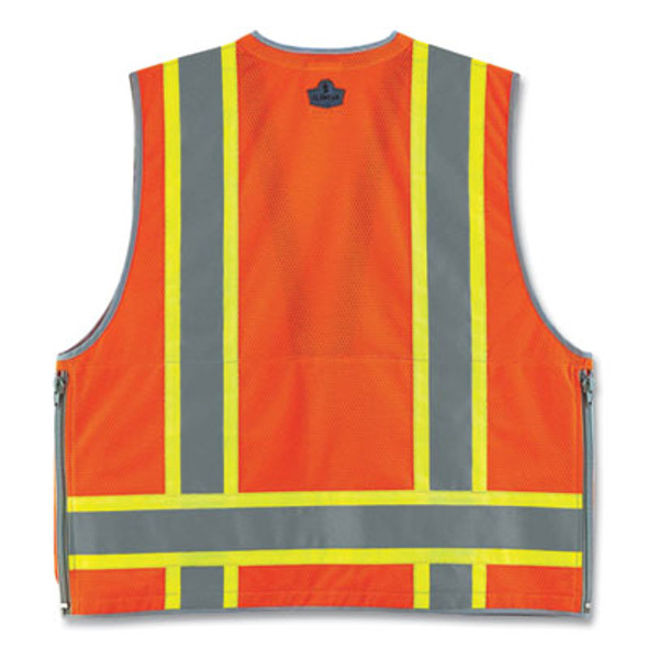 Glowear 8254Hdz Class 2 Heavy-Duty Surveyors Zipper Vest, Polyester, 2X-Large/3X-Large, Orange