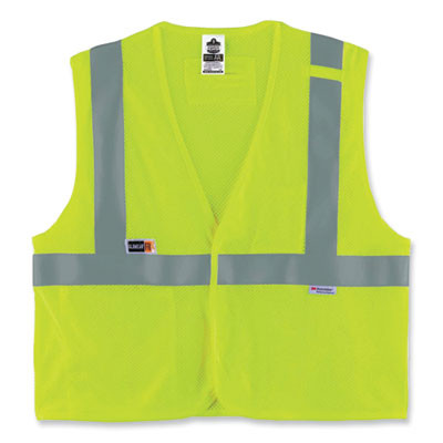 Glowear 8260Frhl Class 2 Fr Safety Hook And Loop Vest, Modacrylic/Kevlar, Large/X-Large, Lime
