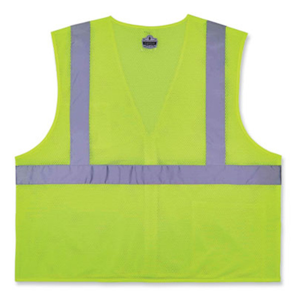 Glowear 8256Z Class 2 Self-Extinguishing Zipper Vest, Polyester, Large/X-Large, Lime