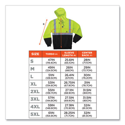 Glowear 8293 Hi-Vis Class 2 Hooded Sweatshirt Black Bottom, Polar Fleece, 2X-Large, Lime