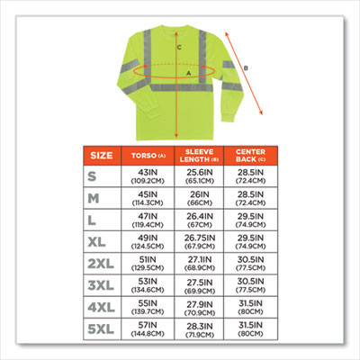 Glowear 8391 Class 3 Hi-Vis Long Sleeve Shirt, Polyester, Lime, Small