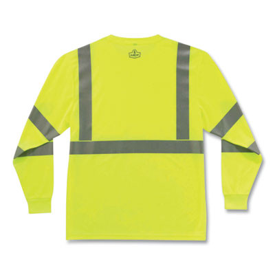 Glowear 8391 Class 3 Hi-Vis Long Sleeve Shirt, Polyester, Lime, Small