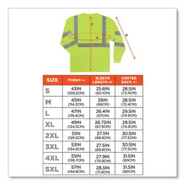 Glowear 8391 Class 3 Hi-Vis Long Sleeve Shirt, Polyester, Lime, 2X-Large