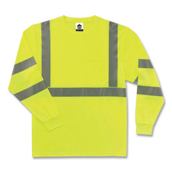 Glowear 8391 Class 3 Hi-Vis Long Sleeve Shirt, Polyester, Lime, 2X-Large