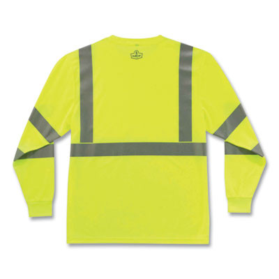 Glowear 8391 Class 3 Hi-Vis Long Sleeve Shirt, Polyester, Lime, 3X-Large