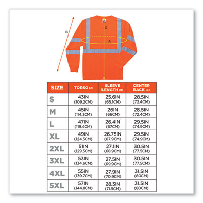 Glowear 8391 Class 3 Hi-Vis Long Sleeve Shirt, Medium, Orange