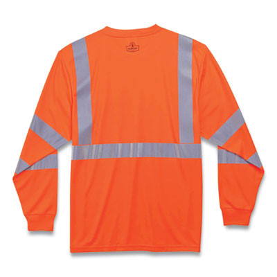 Glowear 8391 Class 3 Hi-Vis Long Sleeve Shirt, Polyester, Orange, Large