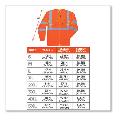 Glowear 8391 Class 3 Hi-Vis Long Sleeve Shirt, 2X-Large, Orange