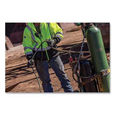 Glowear 8372 Zipup Hivis Class 3 Zip Hooded Sweatshirt With Black Bottom, Polar Fleece, Lime, X-Large