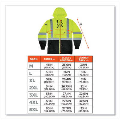 Glowear 8372 Zipup Hivis Class 3 Zip Hooded Sweatshirt With Black Bottom, Polar Fleece, Lime, 3X-Large