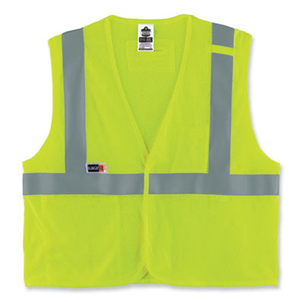 Glowear 8263Frhl Class 2 Fr Safety Economy Hook And Loop Vest, Modacrylic Mesh/Cotton, Small/Medium, Lime