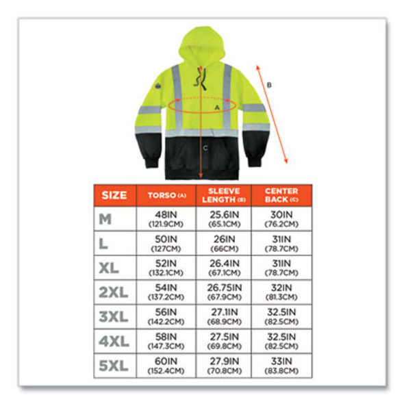 Glowear 8373 Hi-Vis Class 3 Hooded Sweatshirt With Black Bottom, Polar Fleece, Lime, 2X-Large