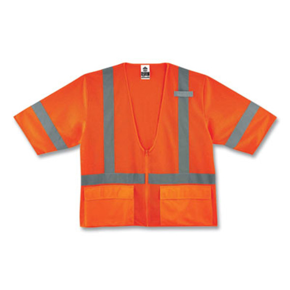 Glowear 8320Z Class 3 Standard Zipper Vest, Polyester, 2X-Large/3X-Large, Orange