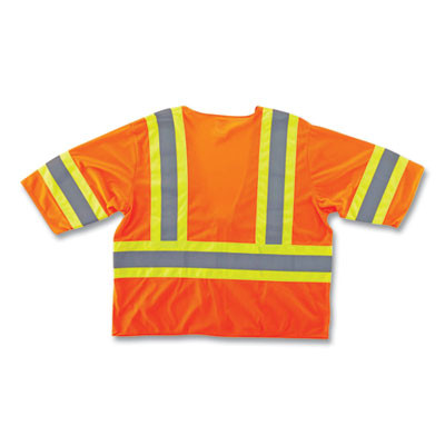 Glowear 8330Z Class 3 Two-Tone Zipper Vest, Polyester, Large/X-Large, Orange