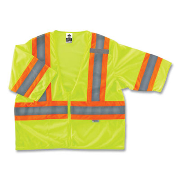Glowear 8330Z Class 3 Two-Tone Zipper Vest, Polyester, Small/Medium, Lime