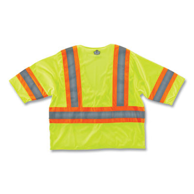 Glowear 8330Z Class 3 Two-Tone Zipper Vest, Polyester, 4X-Large/5X-Large, Lime