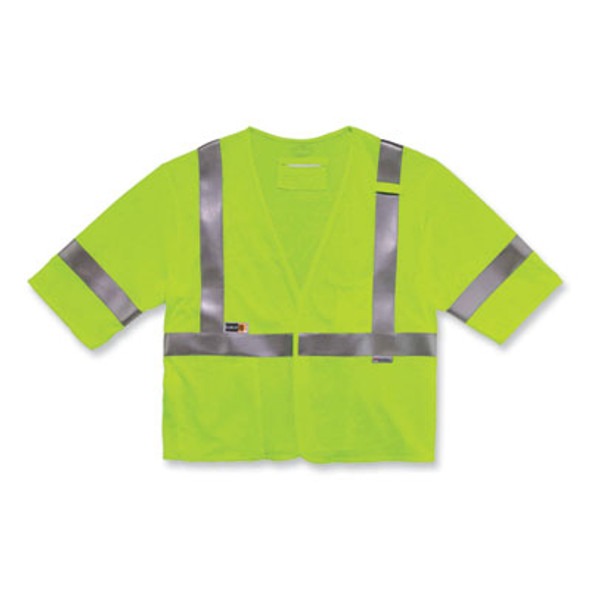 Glowear 8356Frhl Class 3 Fr Hook And Loop Safety Vest With Sleeves, Modacrylic, Large/X-Large, Lime