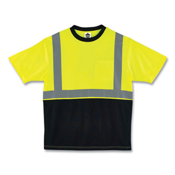 Glowear 8289Bk Class 2 Hi-Vis T-Shirt With Black Bottom, Large, Lime