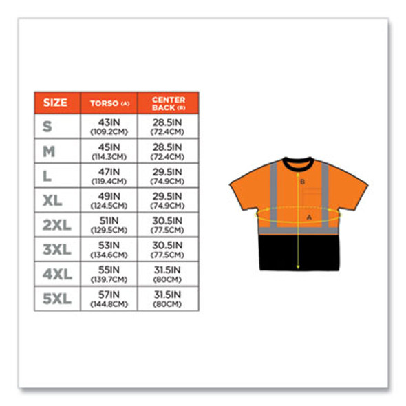 Glowear 8289Bk Class 2 Hi-Vis T-Shirt With Black Bottom, Small, Orange