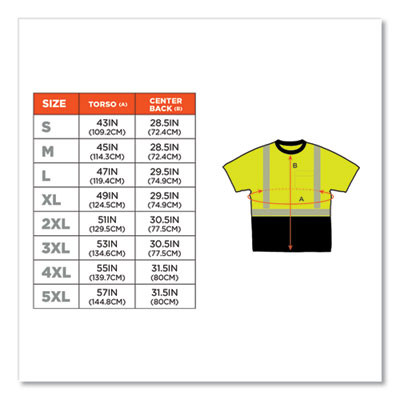 Glowear 8280Bk Class 2 Performance T-Shirt With Black Bottom, Polyester, 5X-Large, Lime