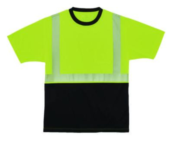 Glowear 8280Bk Class 2 Performance T-Shirt With Black Bottom, 7X-Large Long, Lime