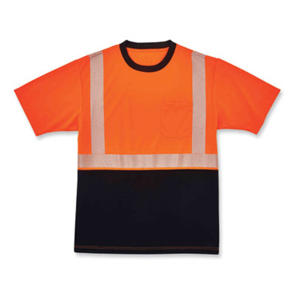 Glowear 8280Bk Class 2 Performance T-Shirt With Black Bottom, Polyester, Small, Orange